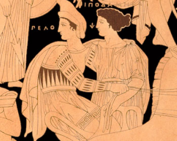 ペロプスとヒッポダミア（エトルリアの壷絵の本からの図版）